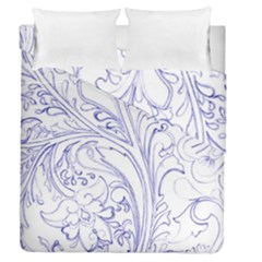 Blue Biro Ornate Duvet Cover Double Side (queen Size) by kaleidomarblingart