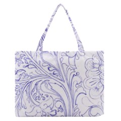 Blue Biro Ornate Zipper Medium Tote Bag by kaleidomarblingart