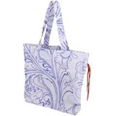 Blue Biro Ornate Drawstring Tote Bag by kaleidomarblingart