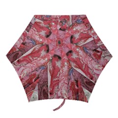 Pink Marbling Collage Mini Folding Umbrellas by kaleidomarblingart