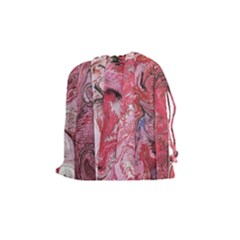 Pink Marbling Collage Drawstring Pouch (medium) by kaleidomarblingart