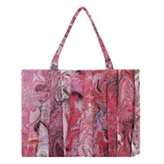 Pink Marbling Collage Medium Tote Bag by kaleidomarblingart