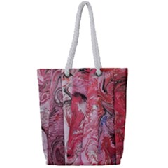 Pink Marbling Collage Full Print Rope Handle Tote (small) by kaleidomarblingart