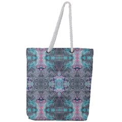 Turquoise Pink Module  Full Print Rope Handle Tote (large) by kaleidomarblingart