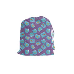 Aquarium With Fish And Sparkles Drawstring Pouch (Medium)