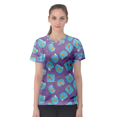 Aquarium With Fish And Sparkles Women s Sport Mesh Tee by SychEva