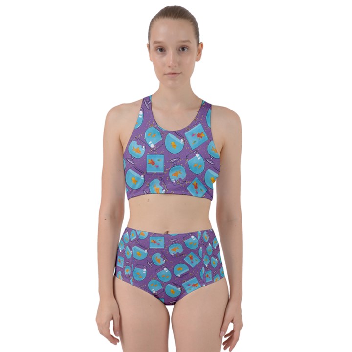 Aquarium With Fish And Sparkles Racer Back Bikini Set