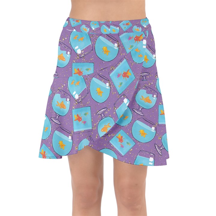 Aquarium With Fish And Sparkles Wrap Front Skirt