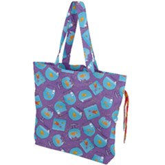 Aquarium With Fish And Sparkles Drawstring Tote Bag