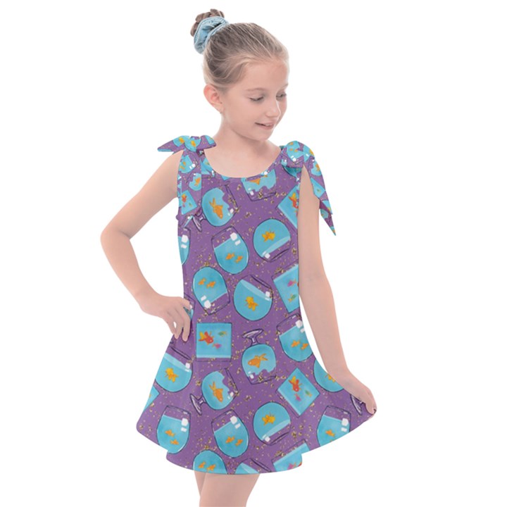 Aquarium With Fish And Sparkles Kids  Tie Up Tunic Dress