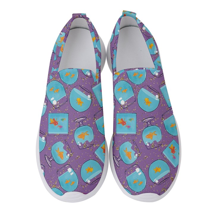 Aquarium With Fish And Sparkles Women s Slip On Sneakers