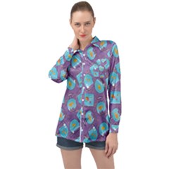 Aquarium With Fish And Sparkles Long Sleeve Satin Shirt