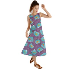 Aquarium With Fish And Sparkles Summer Maxi Dress