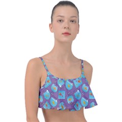 Aquarium With Fish And Sparkles Frill Bikini Top