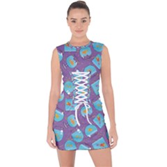 Aquarium With Fish And Sparkles Lace Up Front Bodycon Dress by SychEva