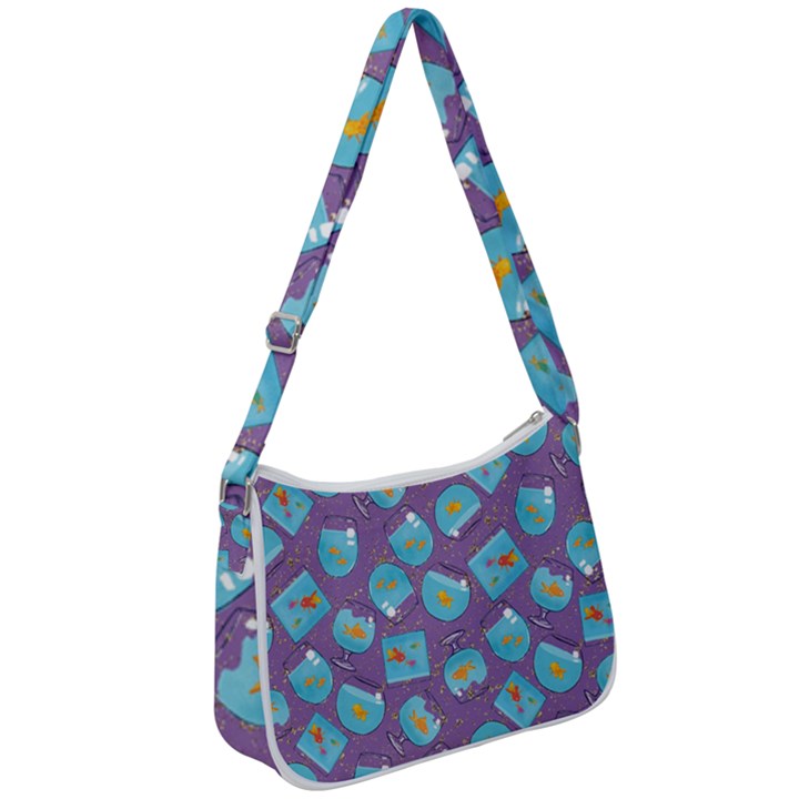 Aquarium With Fish And Sparkles Zip Up Shoulder Bag