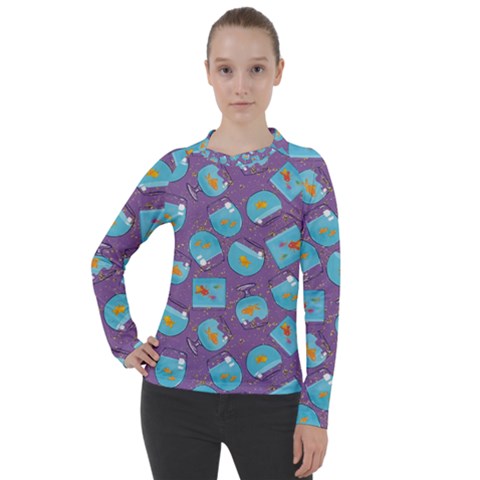 Aquarium With Fish And Sparkles Women s Pique Long Sleeve Tee by SychEva