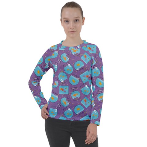 Aquarium With Fish And Sparkles Women s Long Sleeve Raglan Tee by SychEva