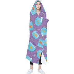 Aquarium With Fish And Sparkles Wearable Blanket by SychEva