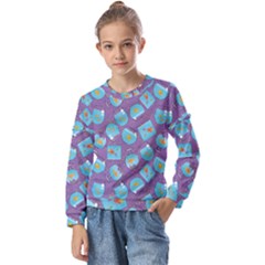 Aquarium With Fish And Sparkles Kids  Long Sleeve Tee with Frill 