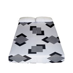 Black White Minimal Art Fitted Sheet (full/ Double Size) by designsbymallika