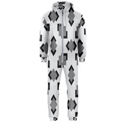 Black White Minimal Art Hooded Jumpsuit (men)  by designsbymallika