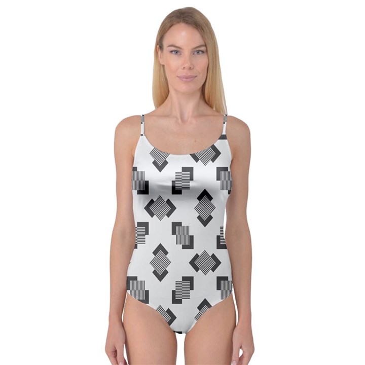 Black White Minimal Art Camisole Leotard 