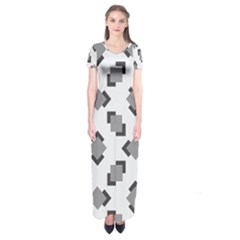 Black White Minimal Art Short Sleeve Maxi Dress