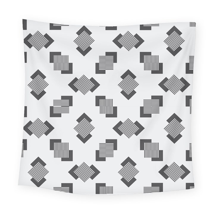 Black White Minimal Art Square Tapestry (Large)