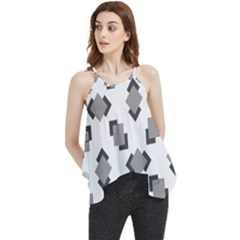 Black White Minimal Art Flowy Camisole Tank Top