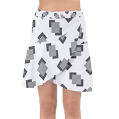 Black White Minimal Art Wrap Front Skirt