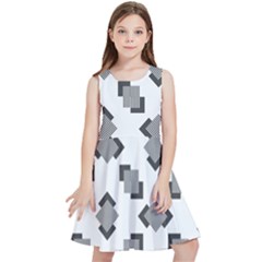 Black White Minimal Art Kids  Skater Dress