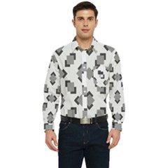 Black White Minimal Art Men s Long Sleeve Pocket Shirt 