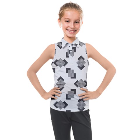 Black White Minimal Art Kids  Sleeveless Polo Tee by designsbymallika