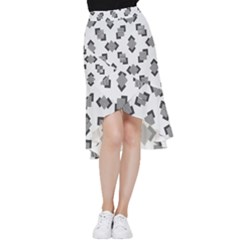 Black White Minimal Art Frill Hi Low Chiffon Skirt