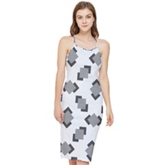 Black White Minimal Art Bodycon Cross Back Summer Dress