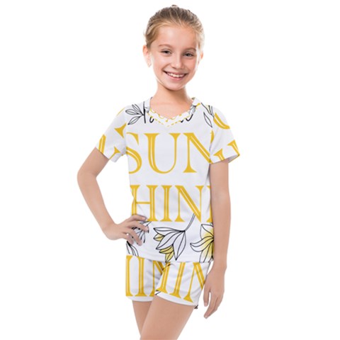 Be The Sunshine Kids  Mesh Tee And Shorts Set by designsbymallika