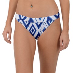 Blue Diamond Pattern Band Bikini Bottom