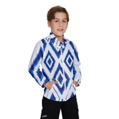 Blue Diamond Pattern Kids  Windbreaker by designsbymallika