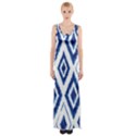 Blue Diamond Pattern Thigh Split Maxi Dress View1