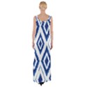 Blue Diamond Pattern Thigh Split Maxi Dress View2