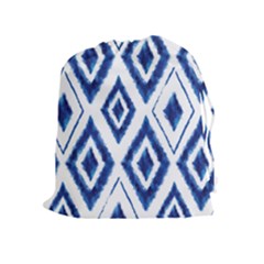 Blue Diamond Pattern Drawstring Pouch (xl) by designsbymallika