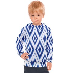 Blue Diamond Pattern Kids  Hooded Pullover by designsbymallika