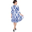 Blue Diamond Pattern Quarter Sleeve Waist Band Dress View2