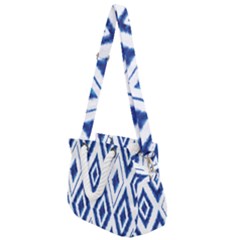 Blue Diamond Pattern Rope Handles Shoulder Strap Bag by designsbymallika