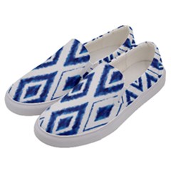 Blue Diamond Pattern Men s Canvas Slip Ons by designsbymallika