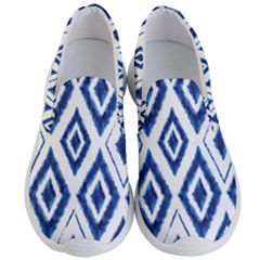 Blue Diamond Pattern Men s Lightweight Slip Ons by designsbymallika