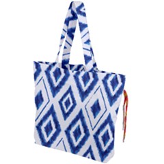 Blue Diamond Pattern Drawstring Tote Bag by designsbymallika