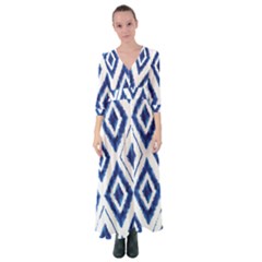 Blue Diamond Pattern Button Up Maxi Dress by designsbymallika