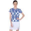 Blue Diamond Pattern Women s Sports Top View1